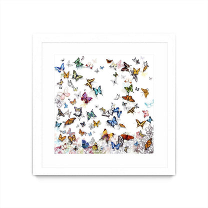Papillon Matted and Framed White 30x30 Wall Art|Œuvre d'art murale encadrée blanche et mate « Papillon » 30 x 30