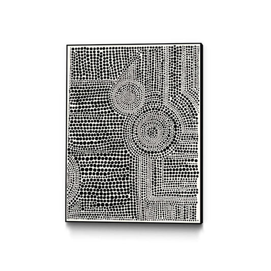 Œuvre d'art murale sur toile encadrée noire « Clustered Dots A » 24 x 32