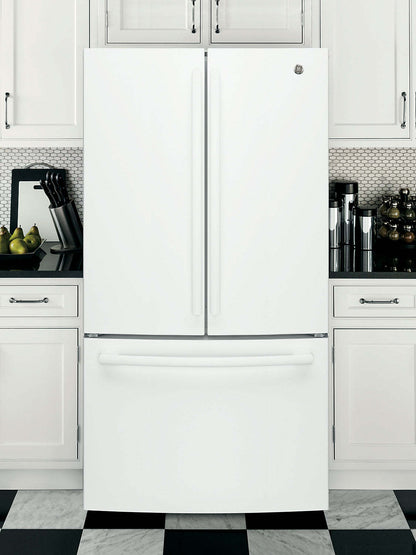 Réfrigérateur GE de 36 po et de 27 pi³ à portes françaises - blanc - GNE27JGMWW | GE 36 27 Cu. Ft. French-Door Refrigerator - White - GNE27JGMWW