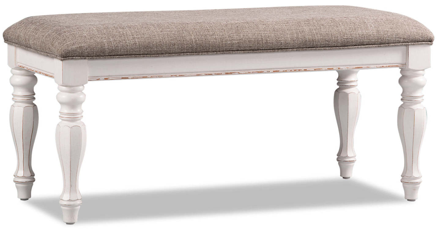 Banc de chambre Grace avec rangement relevable, 19H, bois, tissu - Blanc antique | Banc de chambre à coucher Grace de 19 po (H) en bois et en tissu avec dessus relevable et rangement - blanc antique