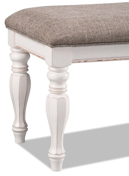 Banc de chambre Grace avec rangement relevable, 19H, bois, tissu - Blanc antique | Banc de chambre à coucher Grace de 19 po (H) en bois et en tissu avec dessus relevable et rangement - blanc antique