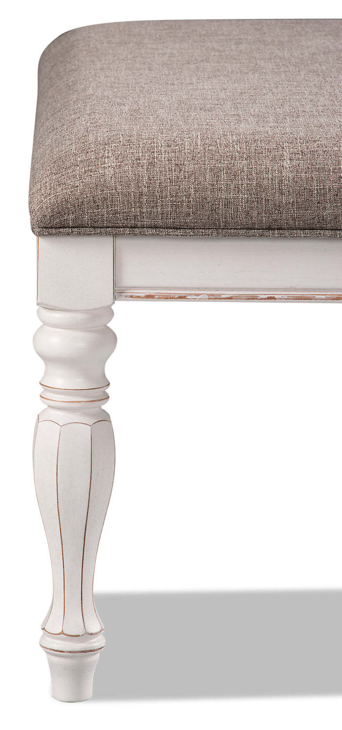 Banc de chambre Grace avec rangement relevable, 19H, bois, tissu - Blanc antique | Banc de chambre à coucher Grace de 19 po (H) en bois et en tissu avec dessus relevable et rangement - blanc antique