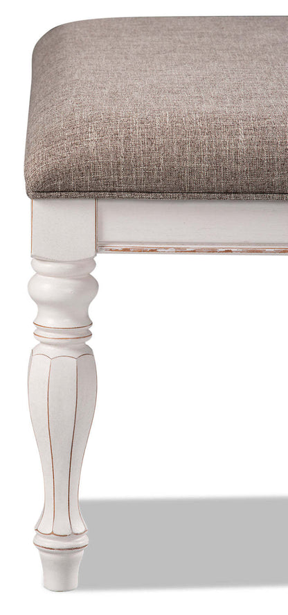 Banc de chambre Grace avec rangement relevable, 19H, bois, tissu - Blanc antique | Banc de chambre à coucher Grace de 19 po (H) en bois et en tissu avec dessus relevable et rangement - blanc antique