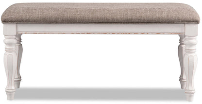 Banc de chambre Grace avec rangement relevable, 19H, bois, tissu - Blanc antique | Banc de chambre à coucher Grace de 19 po (H) en bois et en tissu avec dessus relevable et rangement - blanc antique