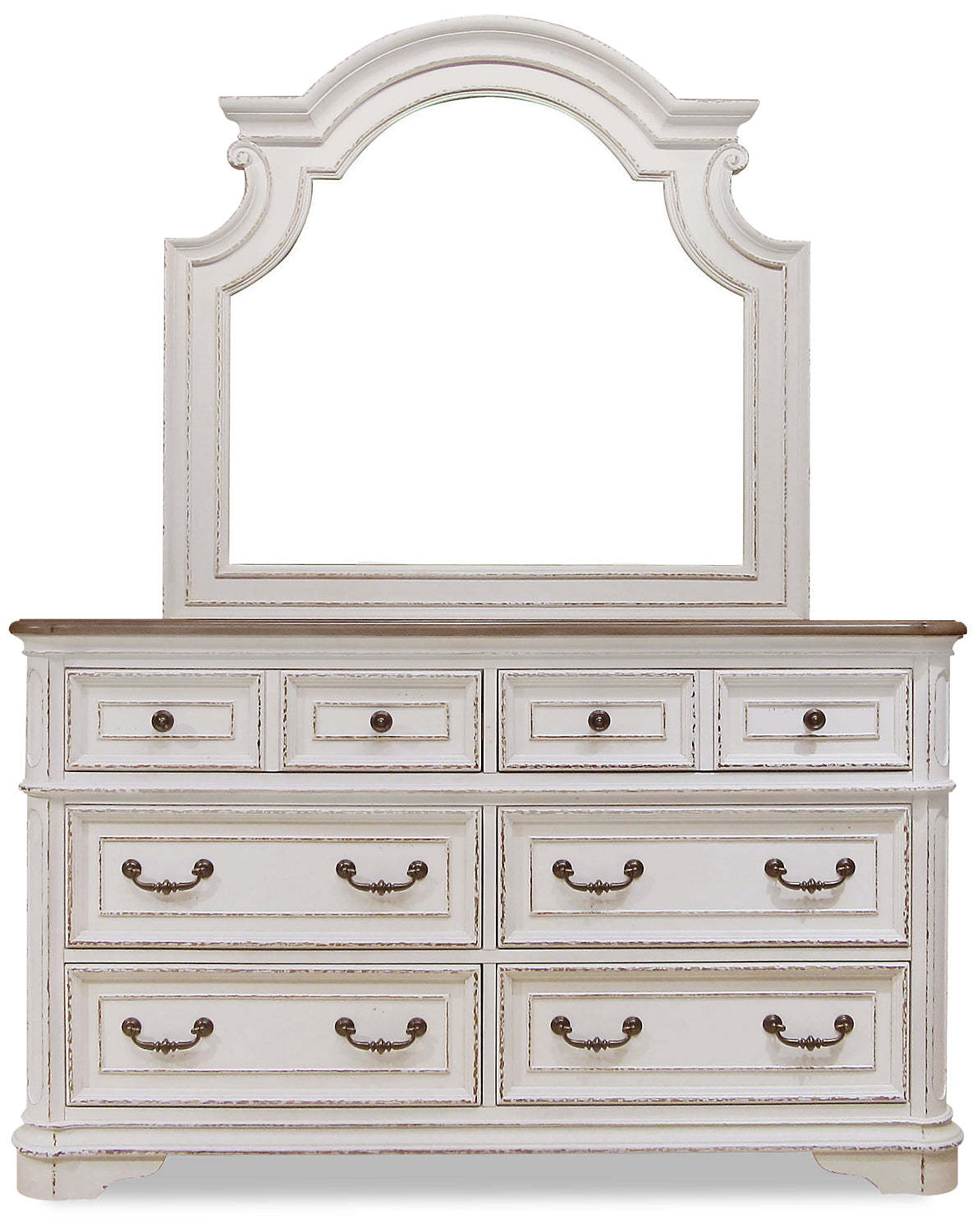 Miroir de commode de chambre Grace - Blanc antique | Miroir de commode de chambre à coucher Grace - blanc antique