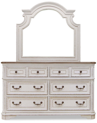 Miroir de commode de chambre Grace - Blanc antique | Miroir de commode de chambre à coucher Grace - blanc antique