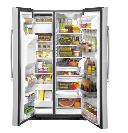 Réfrigérateur GE de 36 po et de 25,1 pi³ à compartiments juxtaposés - acier inoxydable - GSS25IYNFS | GE 36 25.1 Cu. Ft. Side-by-Side Refrigerator - Stainless - GSS25IYNFS