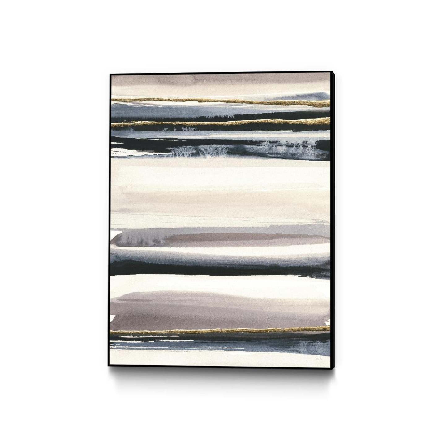 Œuvre d’art murale sur toile encadrée noire « Gilded Grey Iii » 24 x 32