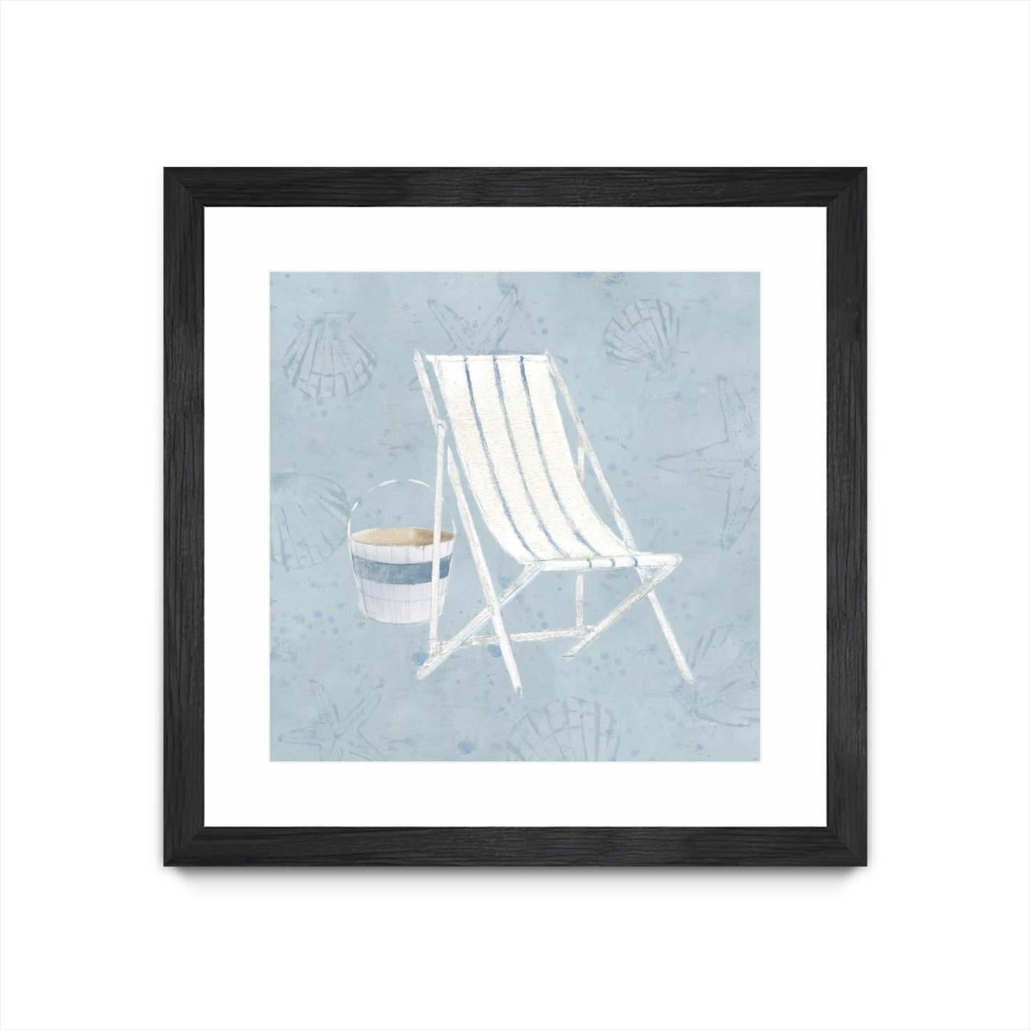 Œuvre d'art murale imprimée noire et mate « Serene Seaside Iii » 30 x 30