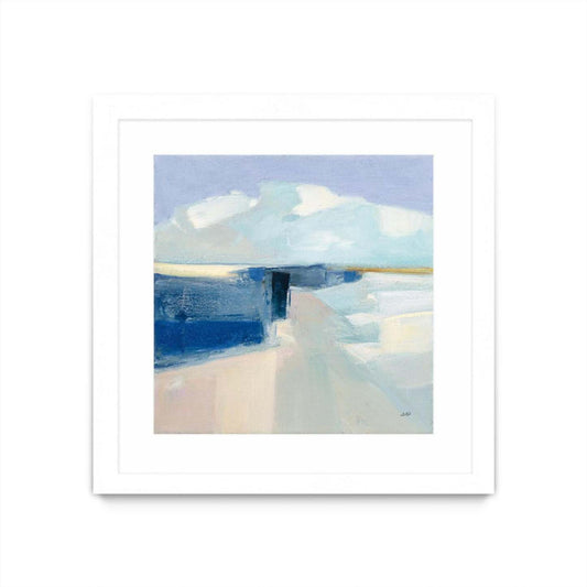 Œuvre d'art murale encadrée blanche et mate « Sand And Sky » 30 x 30