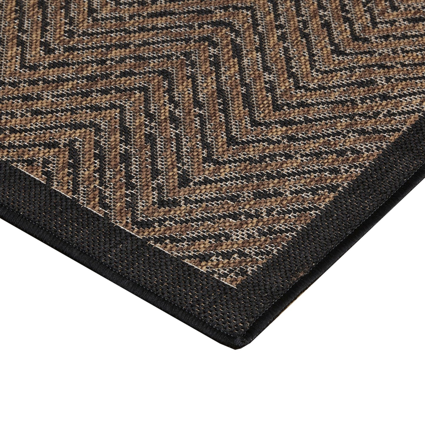 Tapis d'intérieur/extérieur Madison Park Hurley naturel/noir texturé à chevrons
