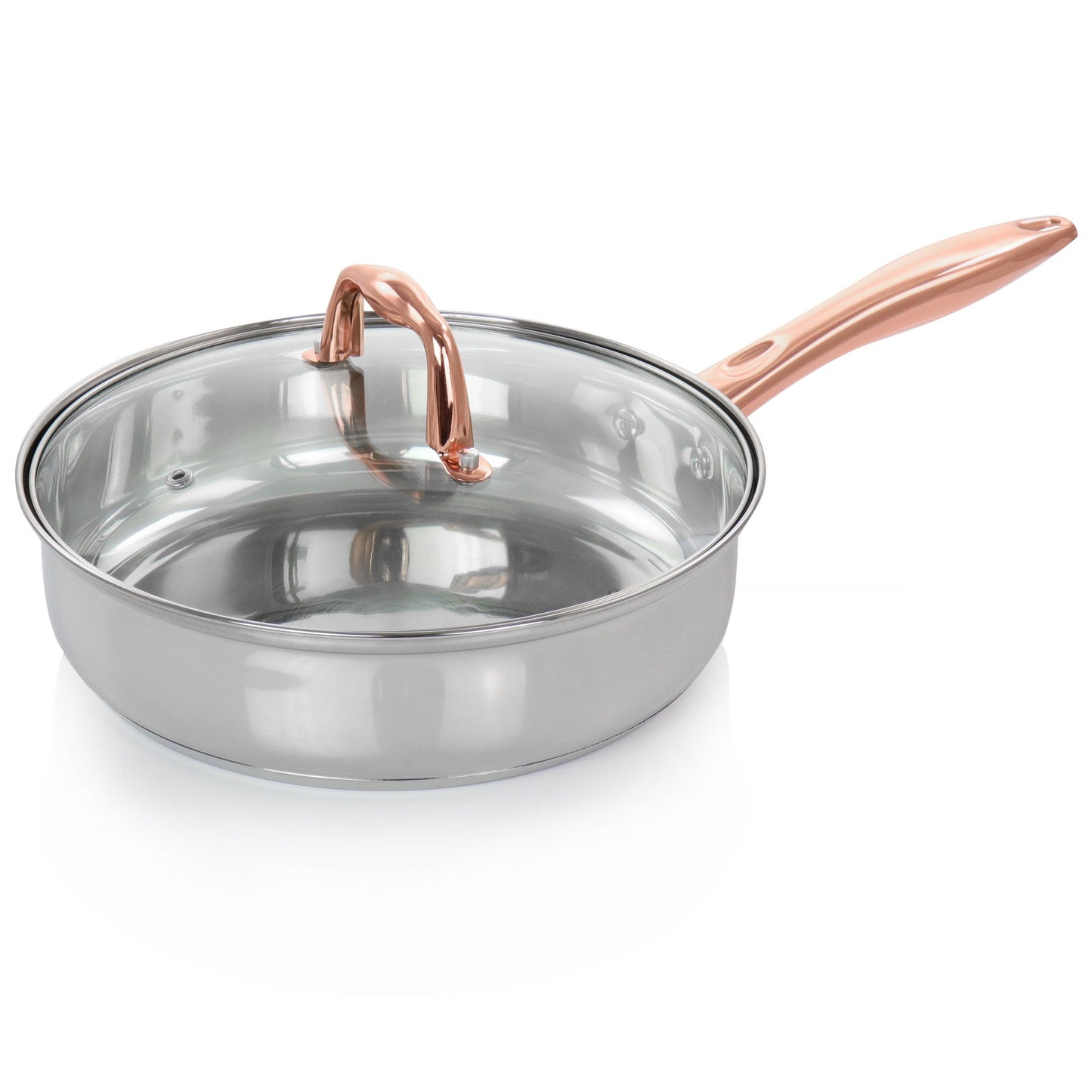 Ensemble de 8 pièces de batterie de cuisine en acier inoxydable Gibson Home Bransonville, finition chrome et bronze