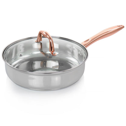 Ensemble de 8 pièces de batterie de cuisine en acier inoxydable Gibson Home Bransonville, finition chrome et bronze
