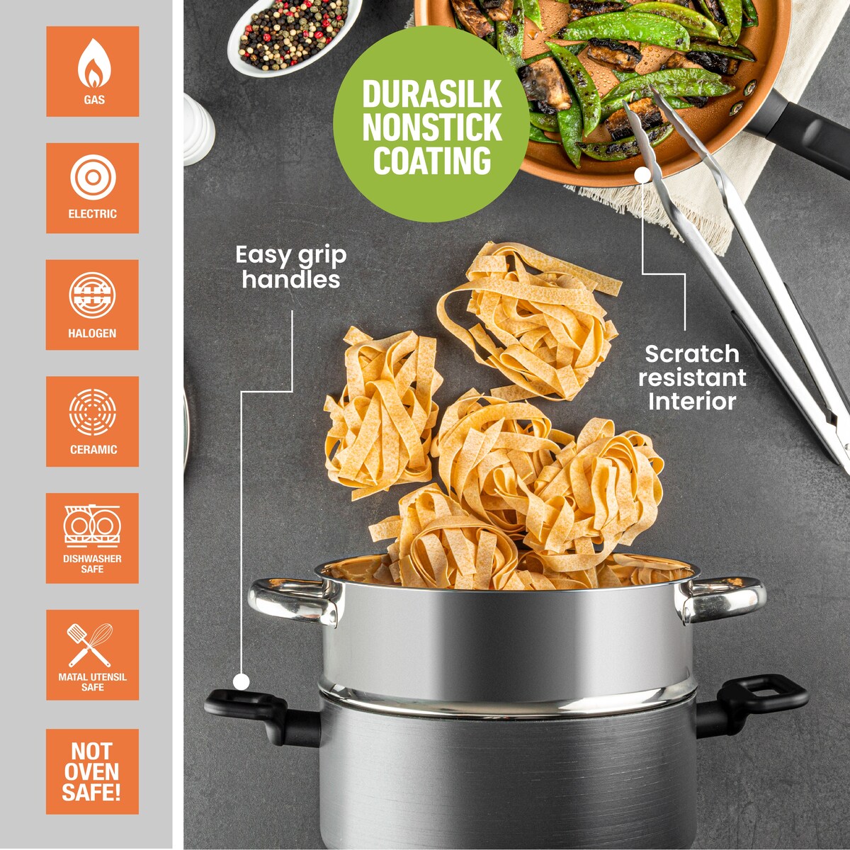 Ensemble de 10 pièces de batterie de cuisine antiadhésive Gotham Steel Pro Premier en aluminium anodisé dur