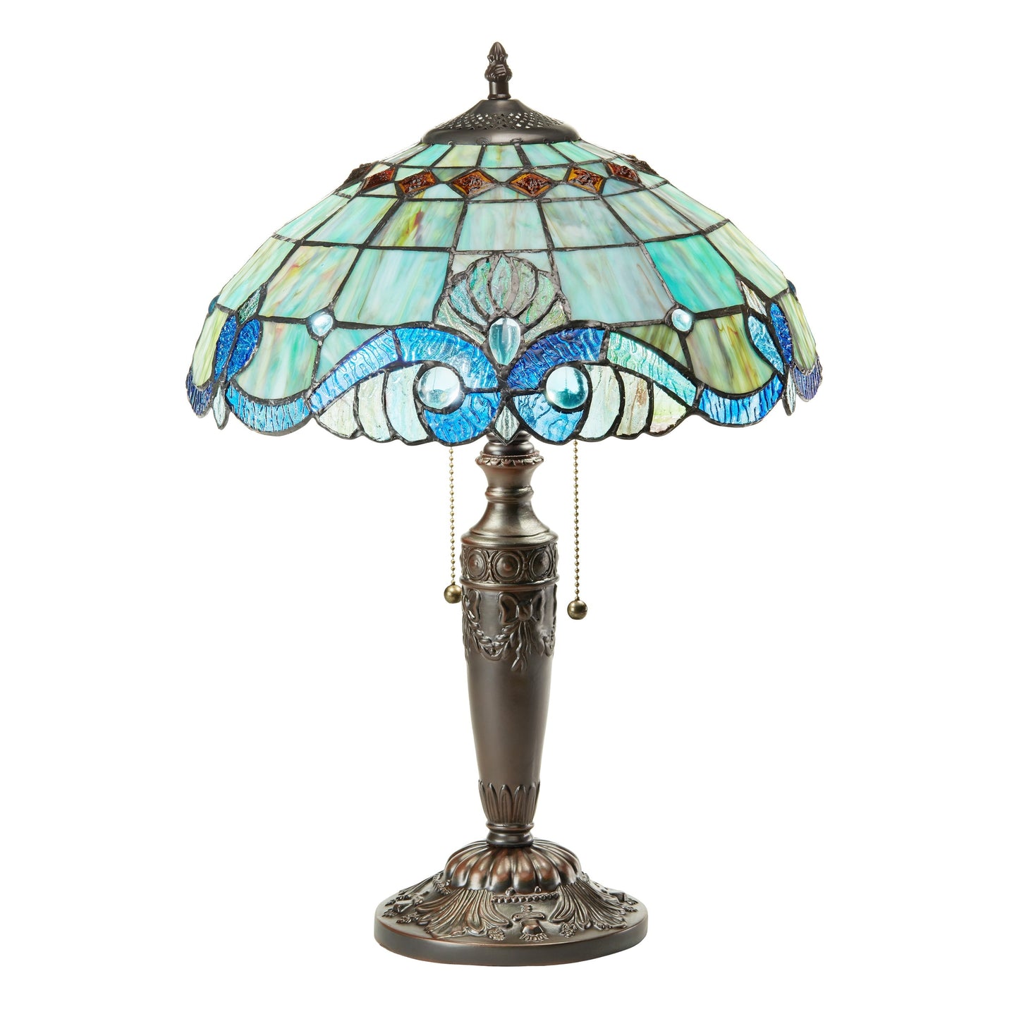 Lampe Tiffany en vitrail Gracewood Hollow Asdreni 51 cm (20 pouces) - 35,6 cm (14 po) L x 35,6 cm (14 po) l x 51,4 cm (20,25 po) H