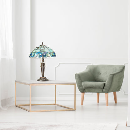 Lampe Tiffany en vitrail Gracewood Hollow Asdreni 51 cm (20 pouces) - 35,6 cm (14 po) L x 35,6 cm (14 po) l x 51,4 cm (20,25 po) H