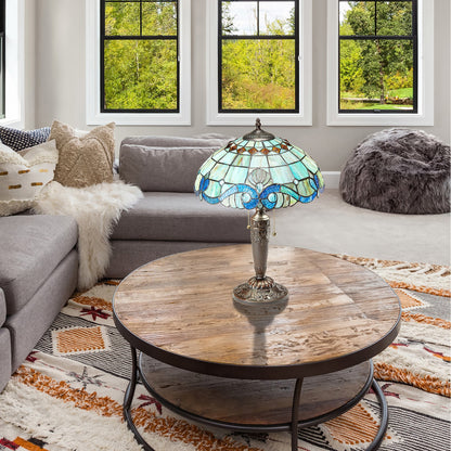 Lampe Tiffany en vitrail Gracewood Hollow Asdreni 51 cm (20 pouces) - 35,6 cm (14 po) L x 35,6 cm (14 po) l x 51,4 cm (20,25 po) H