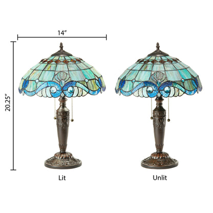 Lampe Tiffany en vitrail Gracewood Hollow Asdreni 51 cm (20 pouces) - 35,6 cm (14 po) L x 35,6 cm (14 po) l x 51,4 cm (20,25 po) H