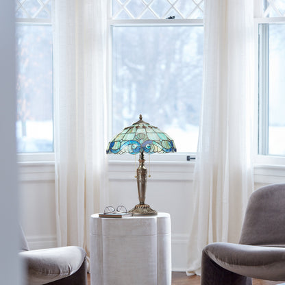 Lampe Tiffany en vitrail Gracewood Hollow Asdreni 51 cm (20 pouces) - 35,6 cm (14 po) L x 35,6 cm (14 po) l x 51,4 cm (20,25 po) H