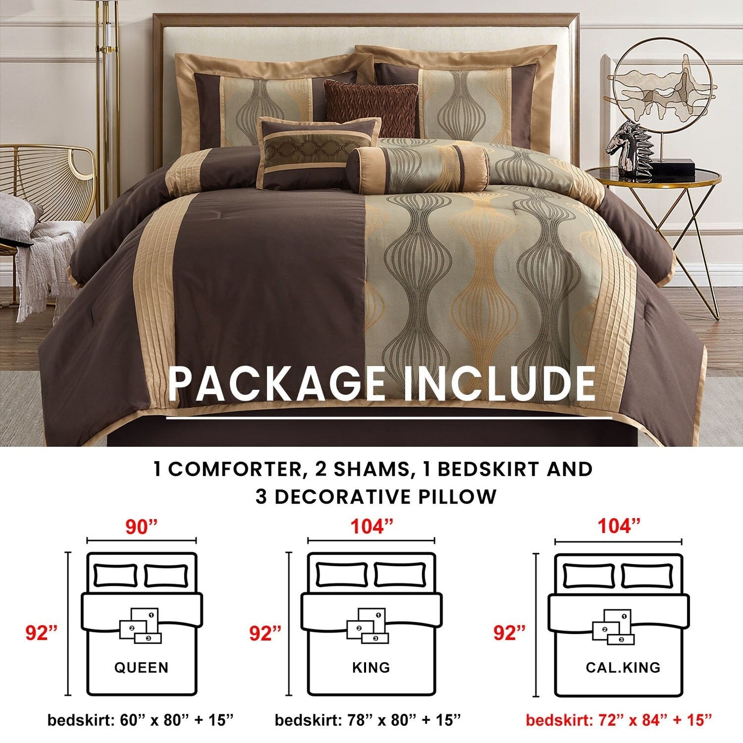 Ensemble de couette géométrique moderne 7 pièces Nanshing Daniella