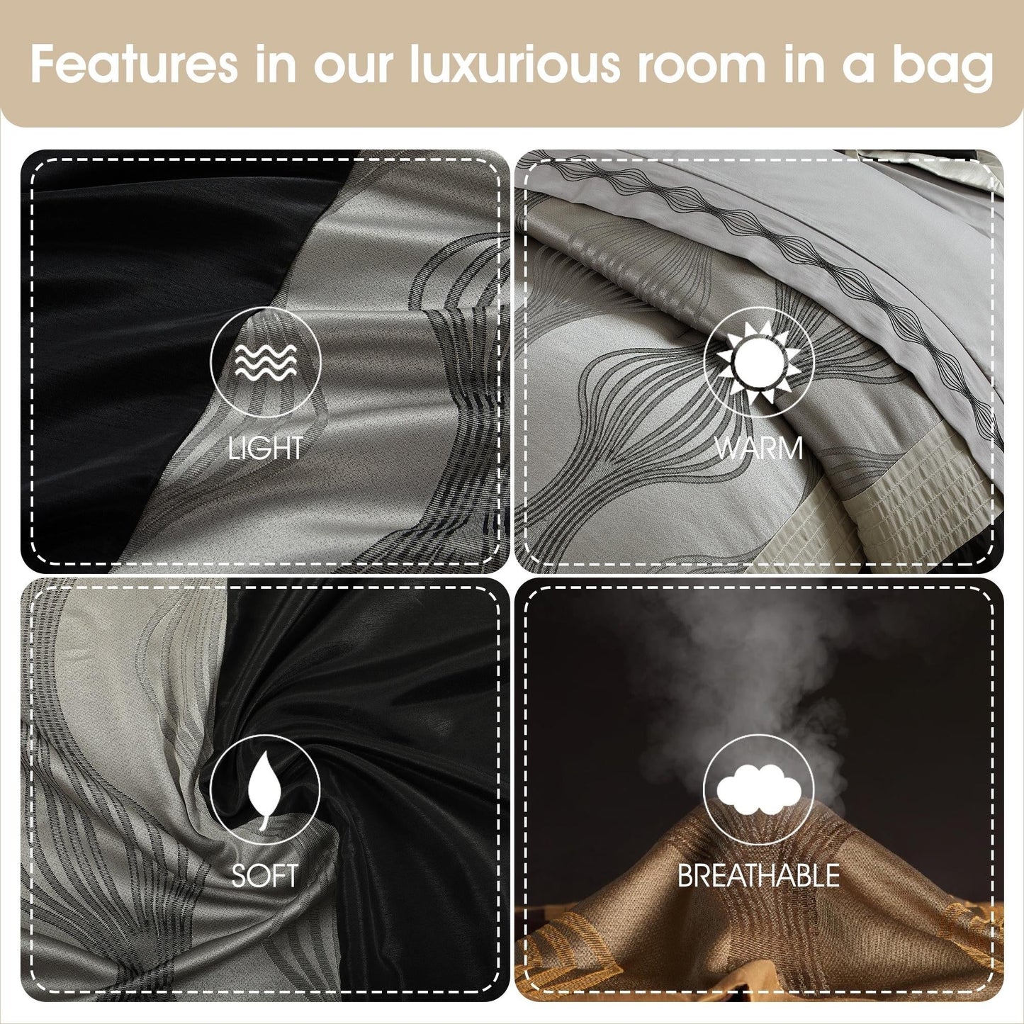 Ensemble de couette géométrique moderne 7 pièces Nanshing Daniella