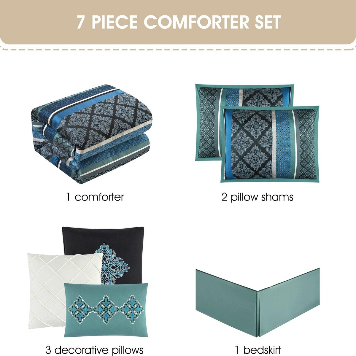 Ensemble de couette géométrique jacquard 7 pièces Nanshing Jensen