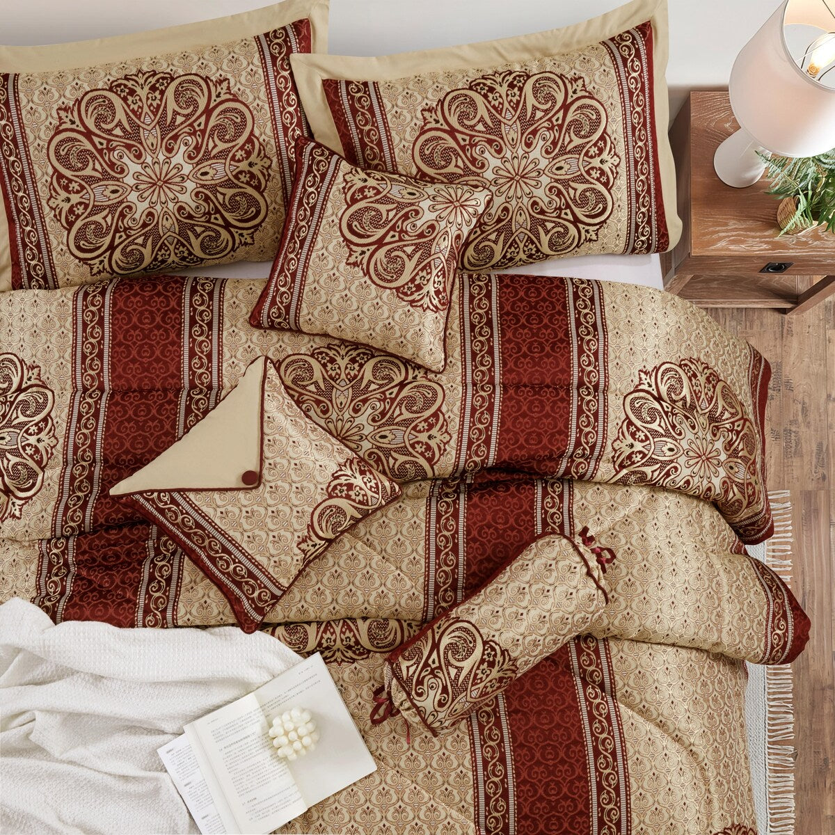 Ensemble de couette élégant à médaillon Nanshing Prince 7 pièces