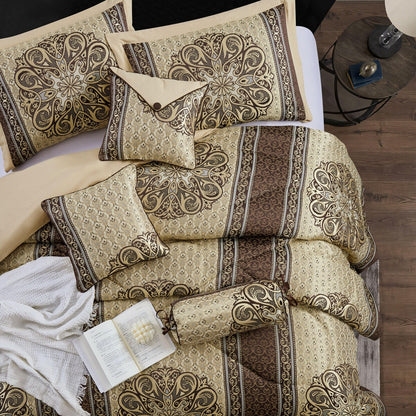 Ensemble de couette élégant à médaillon Nanshing Prince 7 pièces