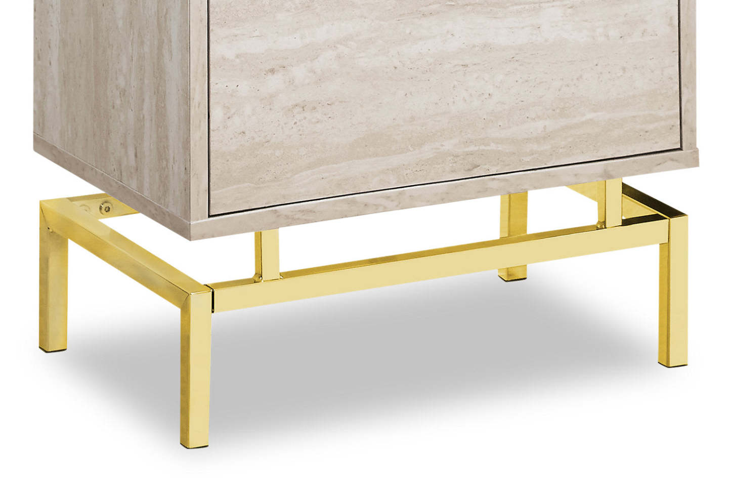 Hanna 18.25 2-Drawer Marble Accent Table - Beige &amp; Gold|Table d'appoint Hanna de 18,25 po fini marbre avec 2 tiroirs - beige et doré
