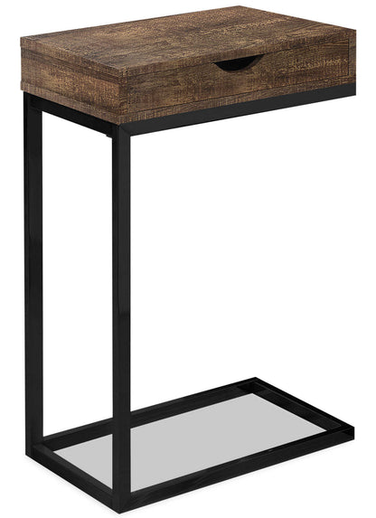 Harper 15.75 Modern Chairside Table with Storage - Brown with Black Metal Legs|Table de fauteuil moderne Harper de 15,75 po avec rangement - brune avec pattes en métal noir