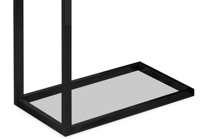 Harper 15.75 Modern Chairside Table with Storage - Brown with Black Metal Legs|Table de fauteuil moderne Harper de 15,75 po avec rangement - brune avec pattes en métal noir