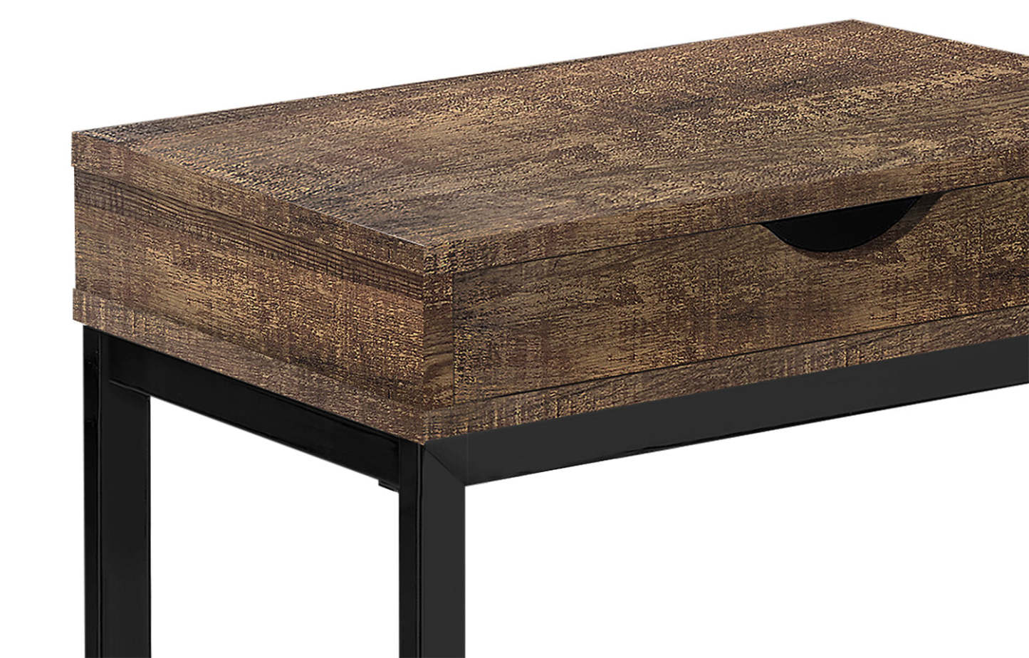 Harper 15.75 Modern Chairside Table with Storage - Brown with Black Metal Legs|Table de fauteuil moderne Harper de 15,75 po avec rangement - brune avec pattes en métal noir