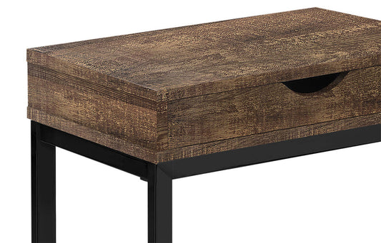 Harper 15.75 Modern Chairside Table with Storage - Brown with Black Metal Legs|Table de fauteuil moderne Harper de 15,75 po avec rangement - brune avec pattes en métal noir