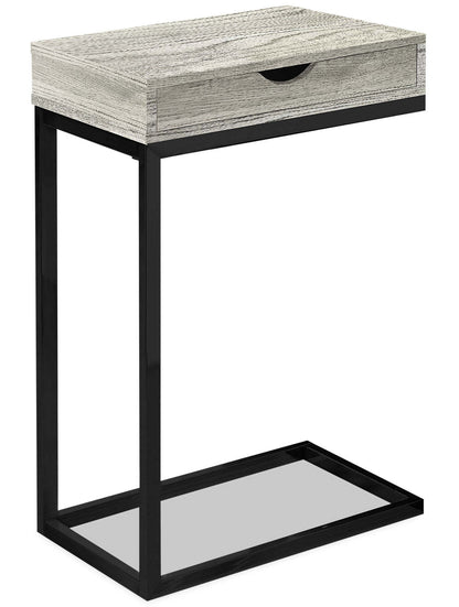 Harper 15.75 Modern Chairside Table with Storage - Grey with Black Metal Legs|Table de fauteuil moderne Harper de 15,75 po avec rangement - grise avec pattes en métal noir