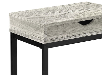 Harper 15.75 Modern Chairside Table with Storage - Grey with Black Metal Legs|Table de fauteuil moderne Harper de 15,75 po avec rangement - grise avec pattes en métal noir