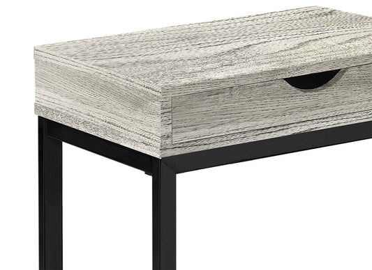 Harper 15.75 Modern Chairside Table with Storage - Grey with Black Metal Legs|Table de fauteuil moderne Harper de 15,75 po avec rangement - grise avec pattes en métal noir