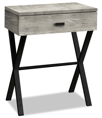 Harper 18.25 Accent Table with Drawer - Grey Reclaimed Wood-Look|Table d'appoint Harper de 18,25 po avec tiroir - apparence bois recyclé brun