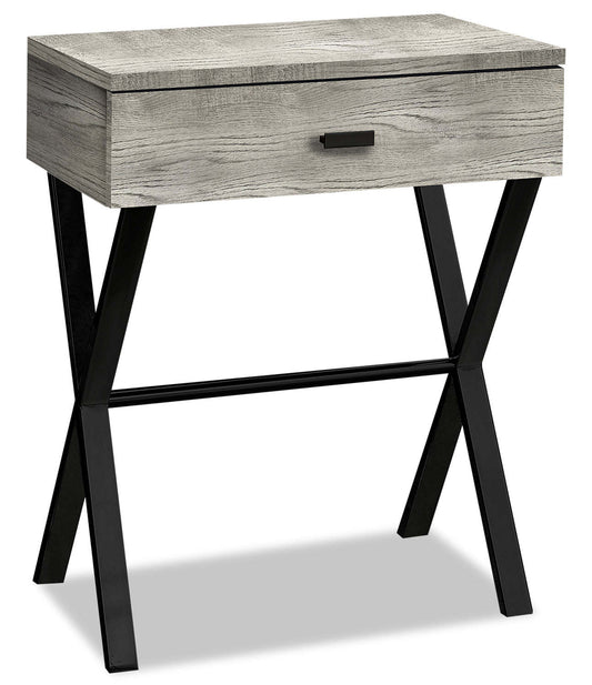 Harper 18.25 Accent Table with Drawer - Grey Reclaimed Wood-Look|Table d'appoint Harper de 18,25 po avec tiroir - apparence bois recyclé brun