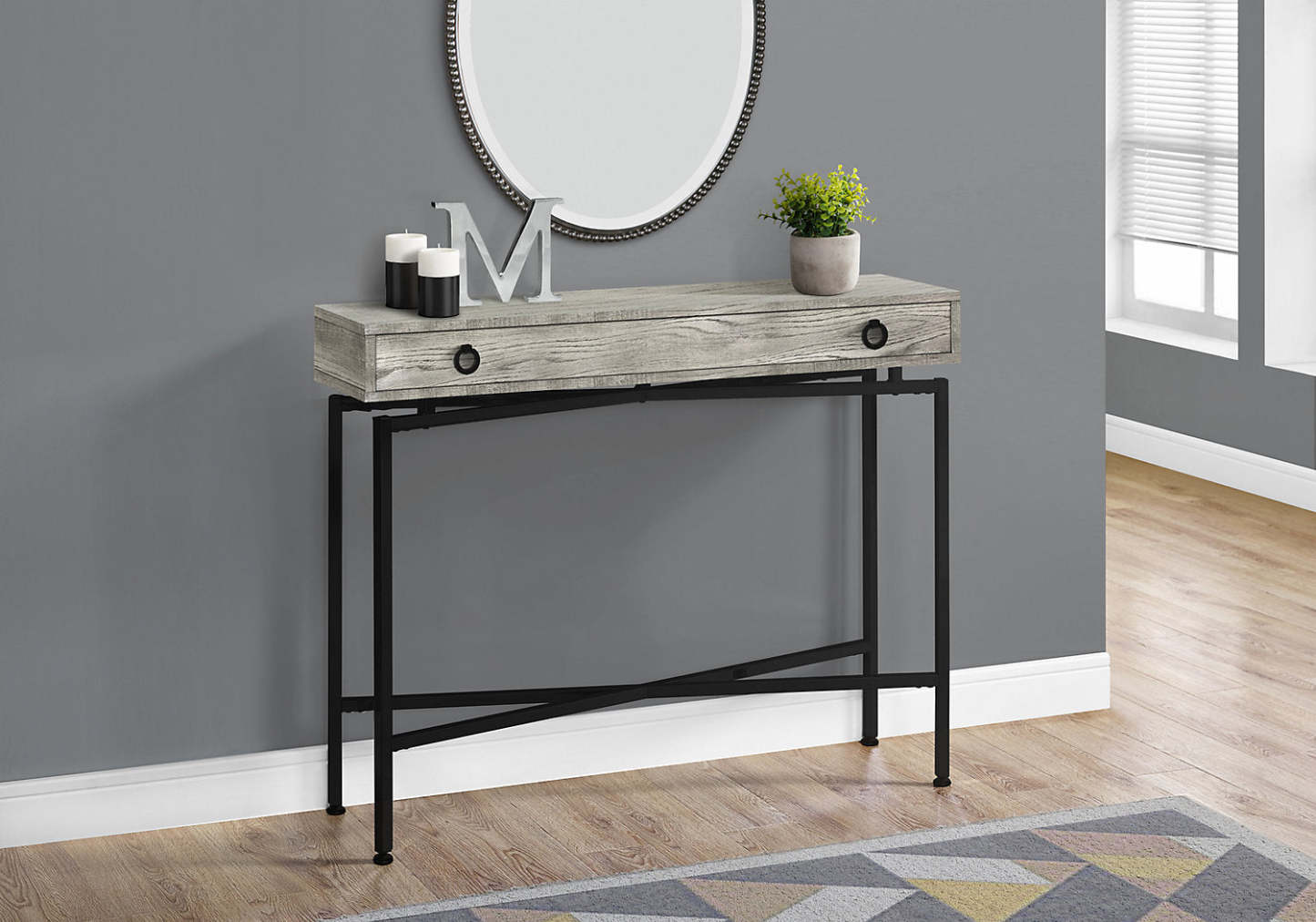 Harper 42,5 Po Sofa Table with Drawer - Gris Récupéré Bois-Look|Table de salon Harper de 42,5 po avec tiroir - apparence bois recyclé gris