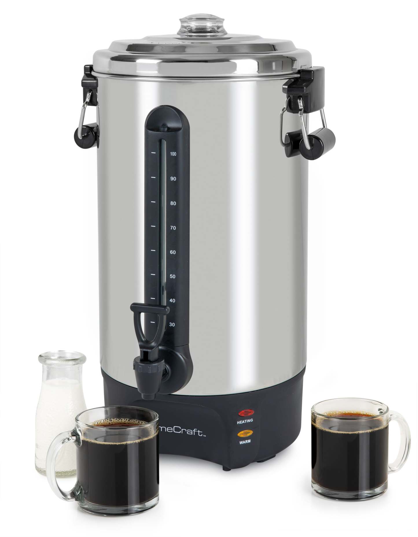 Cafetière Homecraft avec urne à café de 100 tasses et distributeur de boissons chaudes - HCCU100SS