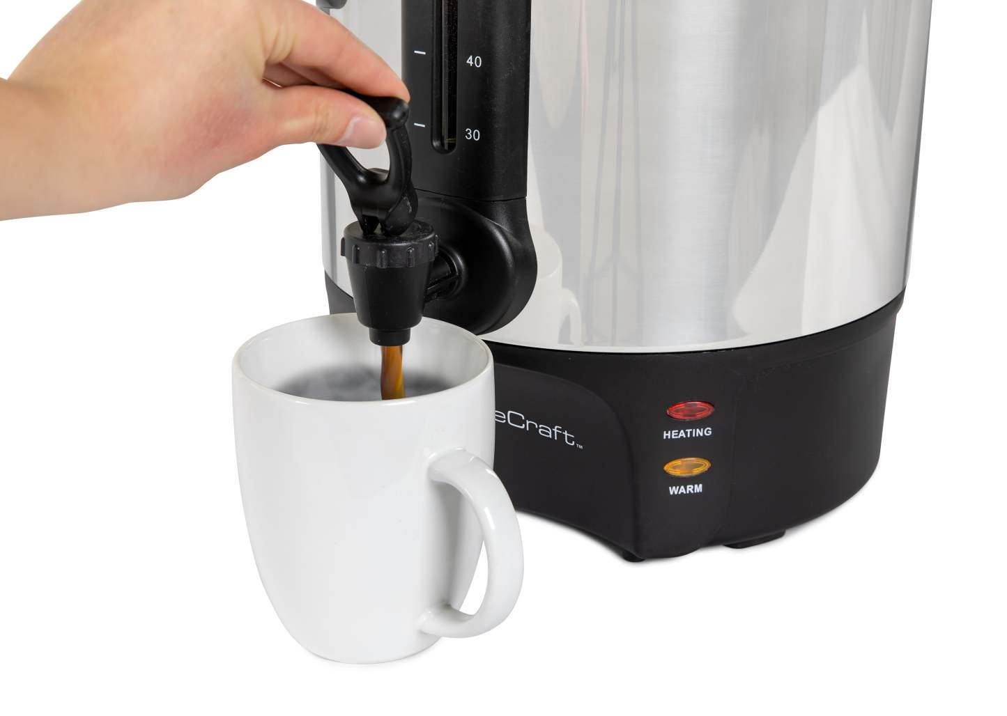 Cafetière Homecraft avec urne à café de 100 tasses et distributeur de boissons chaudes - HCCU100SS