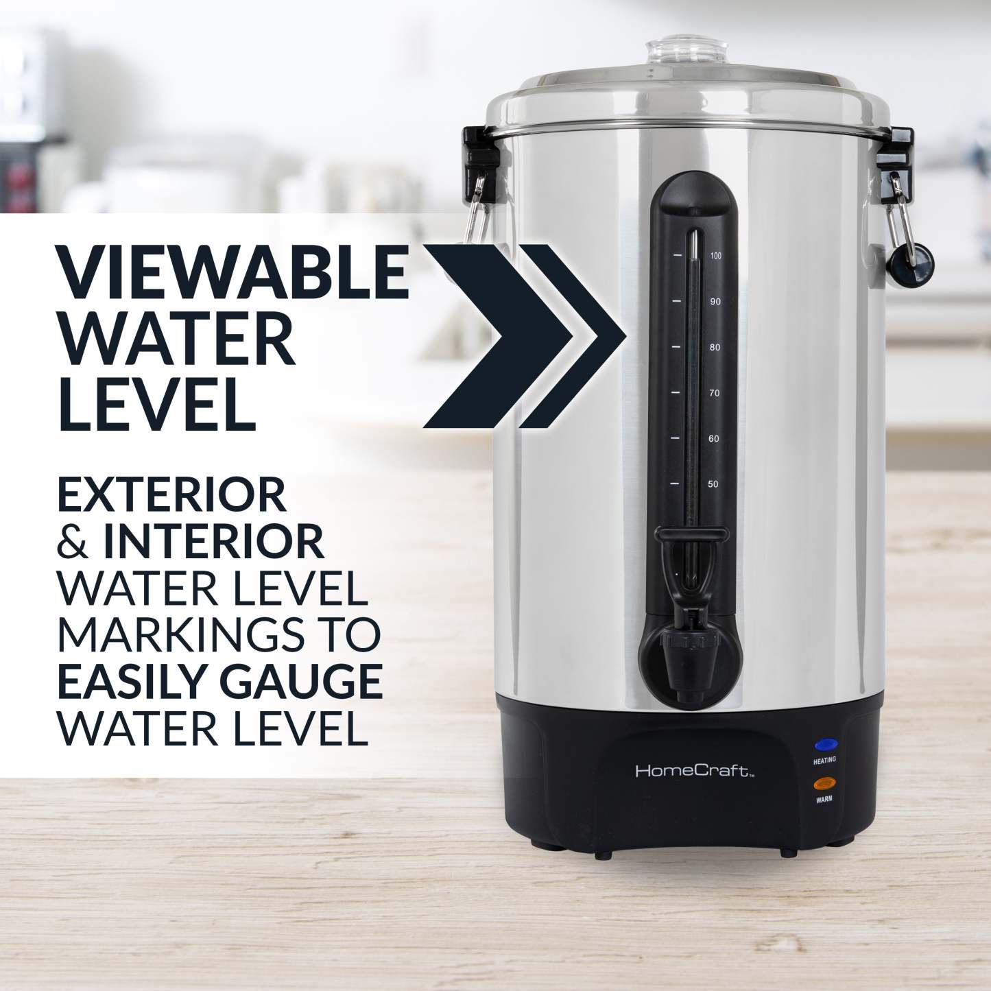 Cafetière Homecraft avec urne à café de 100 tasses et distributeur de boissons chaudes - HCCU100SS