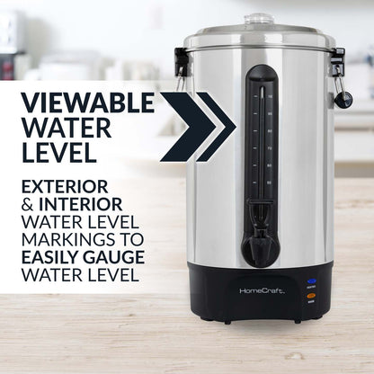 Cafetière Homecraft avec urne à café de 100 tasses et distributeur de boissons chaudes - HCCU100SS