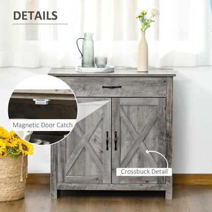 Buffet/meuble de rangement style porte de grange HOMCOM 32, idéal pour le salon ou l'entrée.