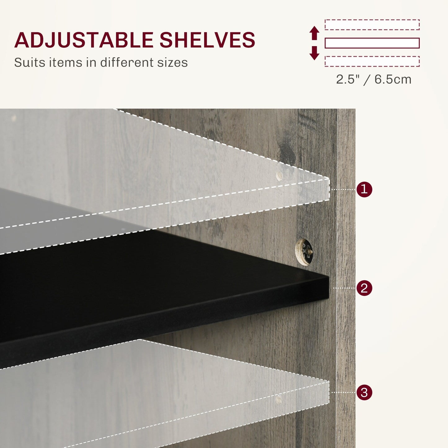 Buffet/meuble de rangement style porte de grange HOMCOM 32, idéal pour le salon ou l'entrée.