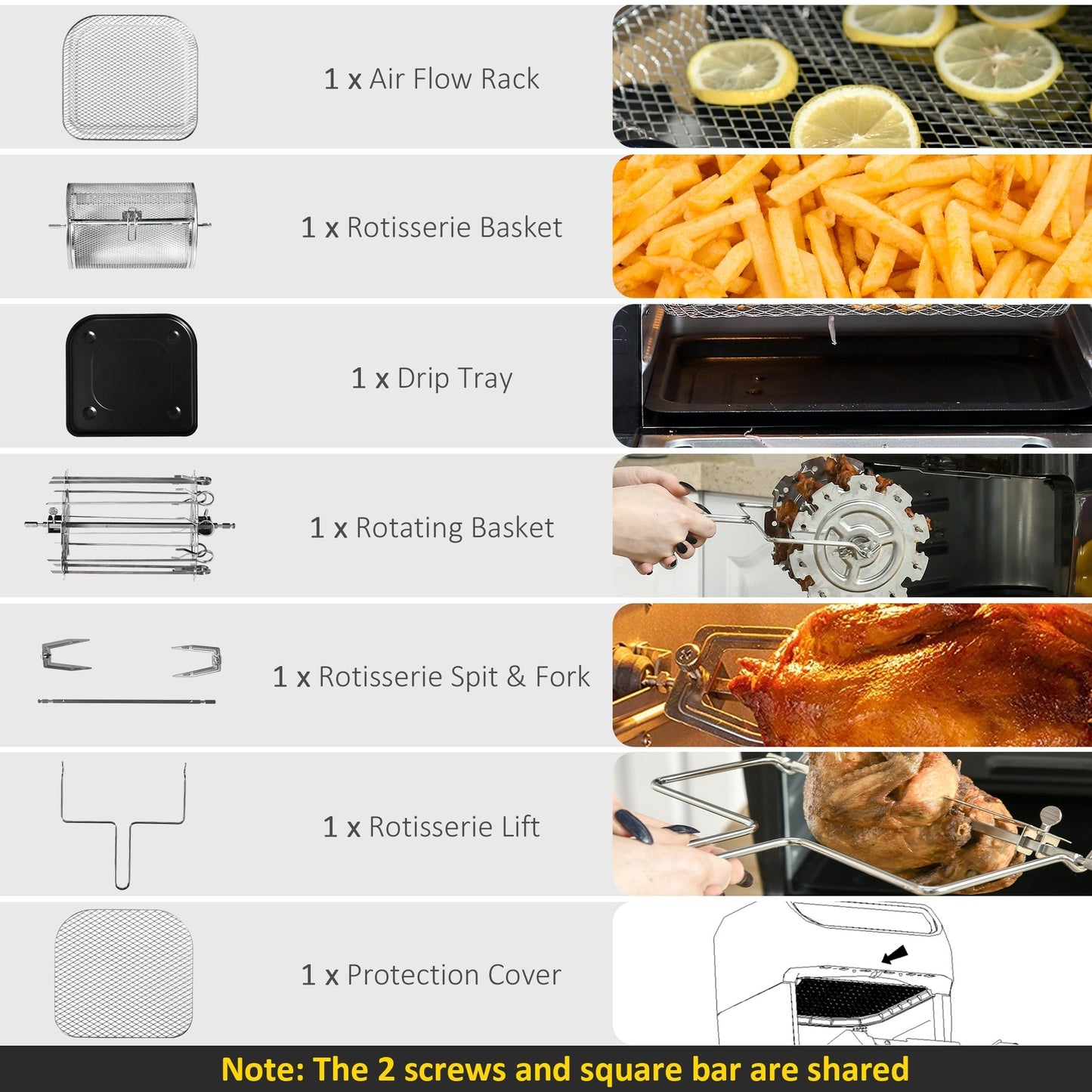 Four à air chaud HOMCOM grand format familial, idéal pour cuisiner sur le plan de travail - 31,75 x 33,7 cm x 36,9 cm