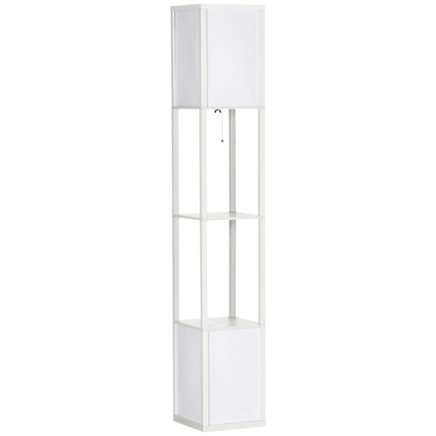Lampadaire HOMCOM avec étagères, double éclairage, lampadaire moderne sur pied, avec abat-jour en tissu (ampoule non incluse)