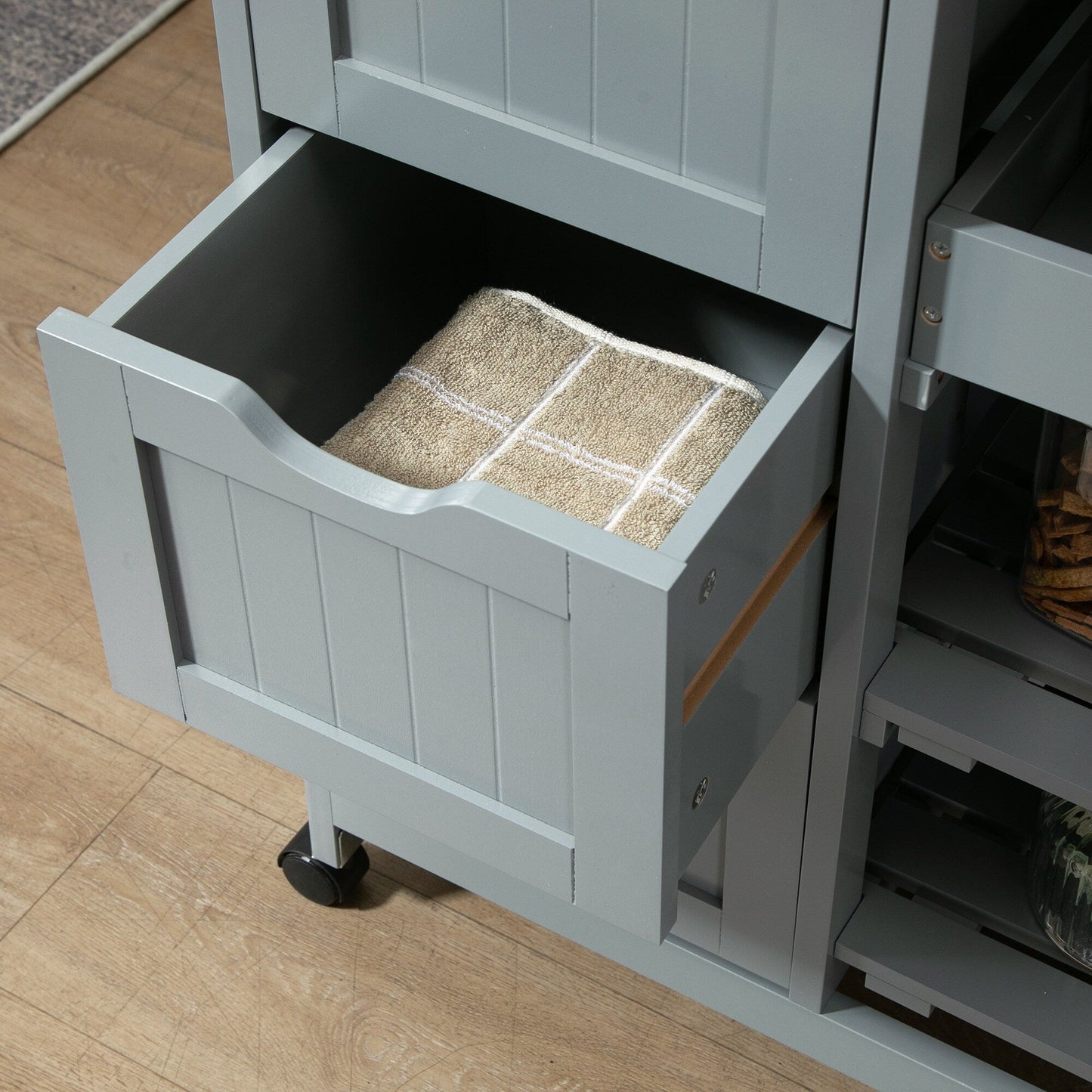 Chariot de cuisine roulant HOMCOM, chariot de service de bar, chariot compact sur roulettes avec plateau en bois, étagères et tiroirs pour la salle à manger à domicile