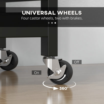 Chariot de cuisine roulant HOMCOM, chariot de service de bar, chariot compact sur roulettes avec plateau en bois, étagères et tiroirs pour la salle à manger à domicile