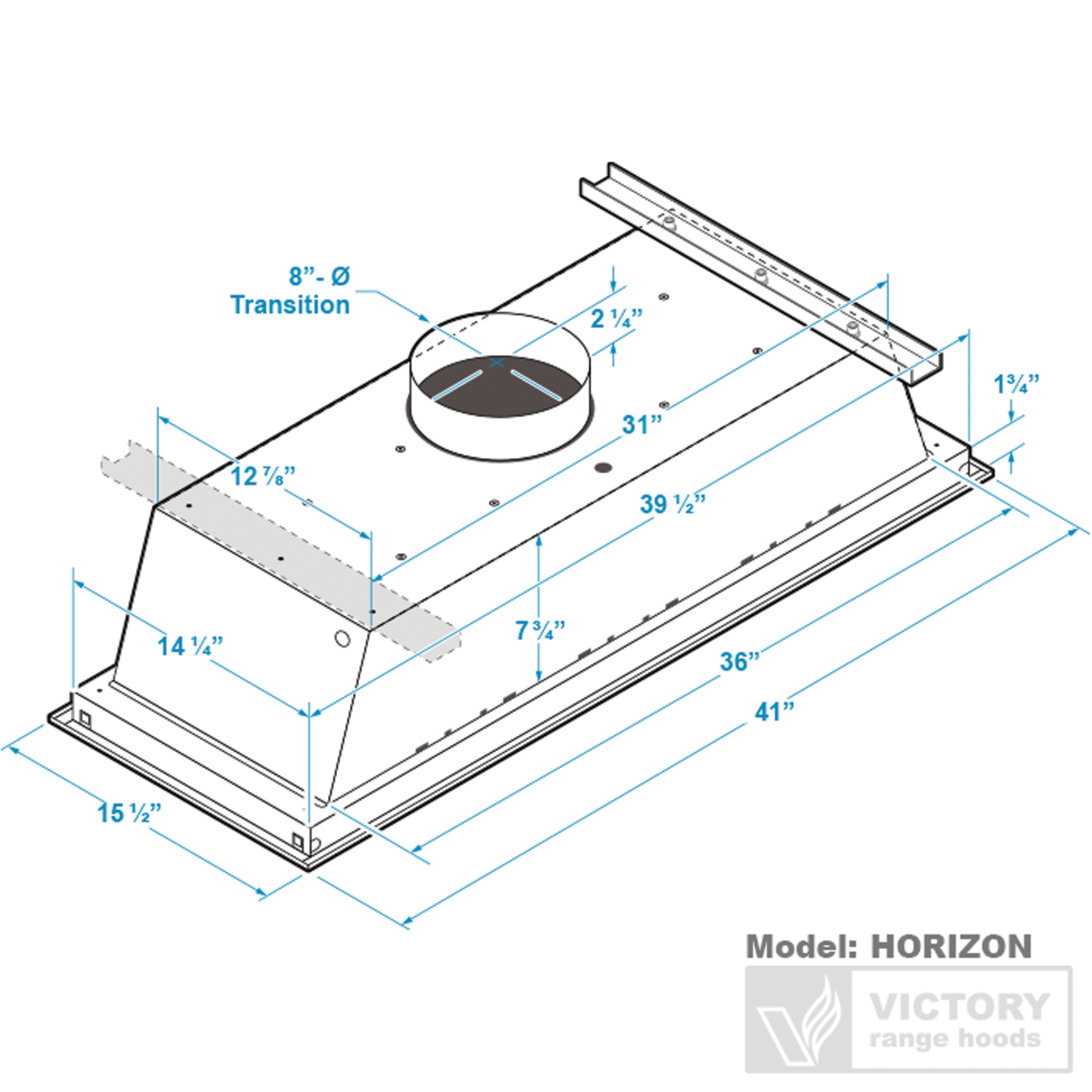 Victory Stainless Steel Flush Ceiling Mount Range Hood with LED Backlight - Horizon-Glow|Hotte de cuisinière affleurée au plafond Victory en acier inoxydable avec rétroéclairage à DEL - Horizon-Glow